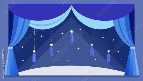 grand opera stage deep blue velvet curtains
