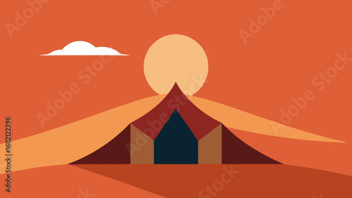 bohemian tent opening desert dunes sunset