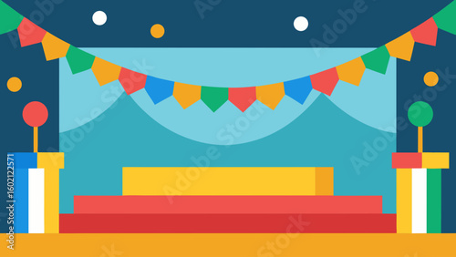 festive classroom stage colorful streamers