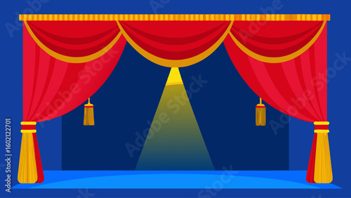 theatrical stage opulent red curtains