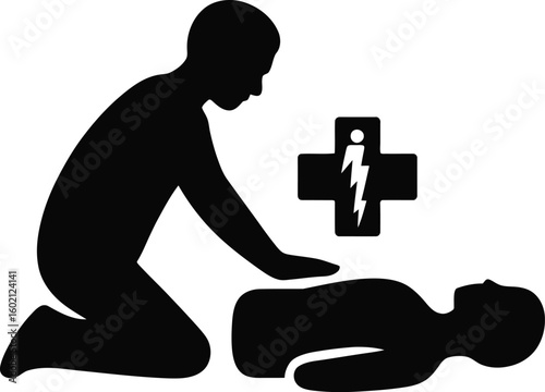 CPR (Cardiopulmonary Resuscitation) for First Aid Emergency. Lifesaving Technique Icon Vector