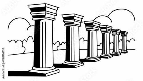 Classic Stone Columns in a Row Timeless Architectural Design