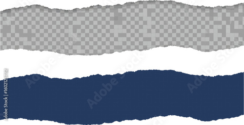 Torn paper edge vector realistic ripped paper effect with transparent background for graphic design