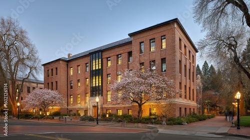 Historic johnson hall building at university of oregon campus with classic architectural design