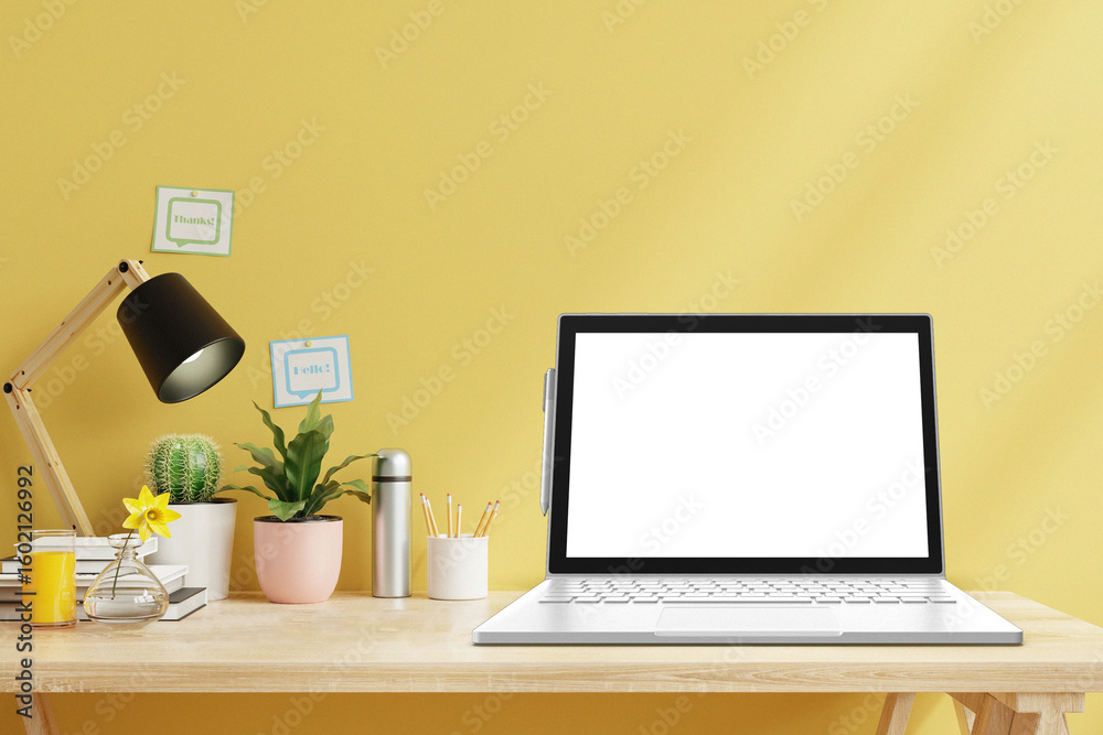 Obraz premium Laptop Tablet with Pen Mockup