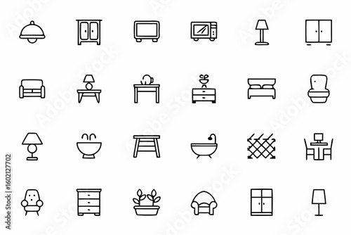 Capture every room with essential furnishings and stylish touches in continuous line art. Perfect for decor mood boards, real estate visuals, or printable design guides