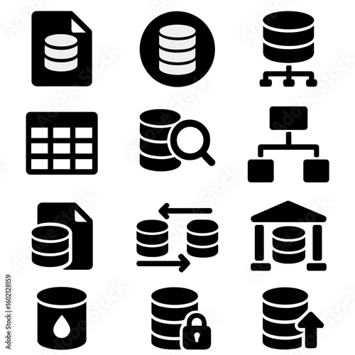 Backup vector data database set warehouse schema table indexing icon connection icons