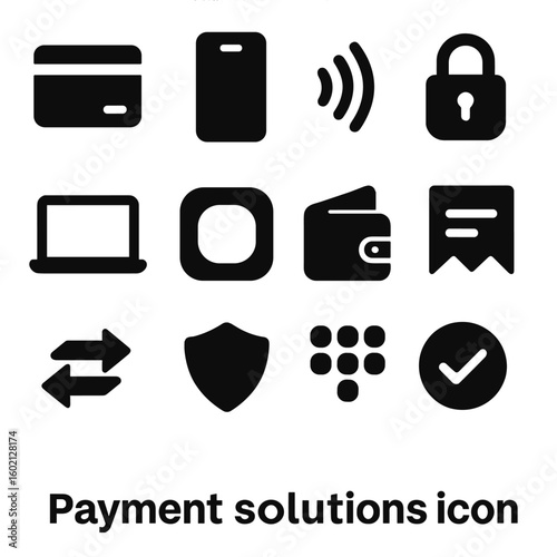 Solutions wallet smartphone digital nfc vector symbol payment confirmation icon laptop icons