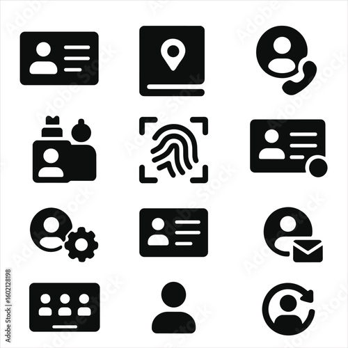 Profile account icons biometric icon contact phone field details avatar personal vector