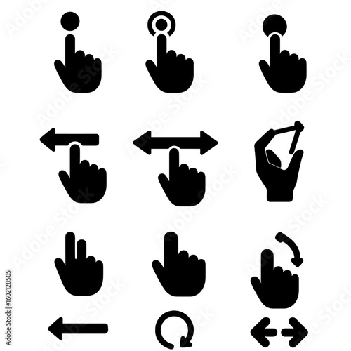Rotate icons drag hold tap gesture vector to touch swipe icon left