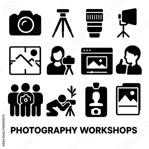 Icons icon lighting photographer workshop photography critique photo shot vector lens session