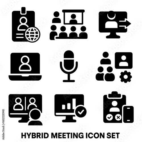 Icons form group meetings vector feedback discussion hybrid screen participant icon badge