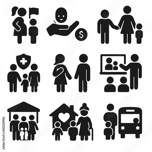 Family benefits school icon partner baby group vector plan support bonus icons