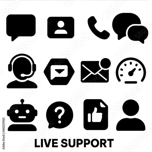 Icon bubble video support live customer center vector chatbot direct icons help