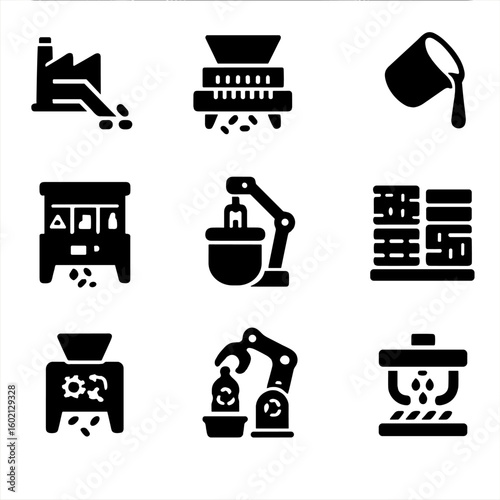 Icon material metal shredder icons tank separator factory vector recycling industrial stack