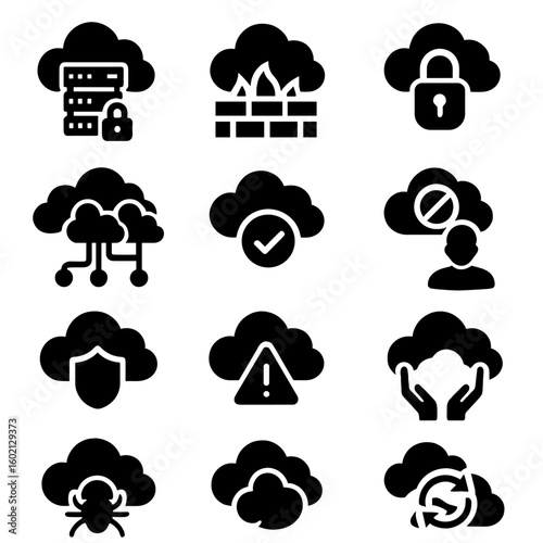 Security backup encrypted shield icon cloud secure ddos access icons vector alert