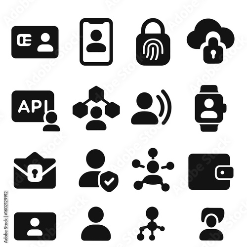 Icon hub personal wallet icons identity loyalty vector contactless email digital cloud