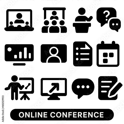 Chat event icons icon online speaker conference bubble vector presentation date poll