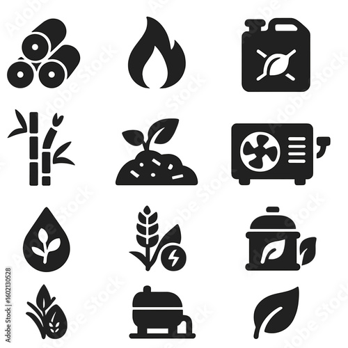 Grid glyph pictogram icons solid bioenergy silhouette symbol black vector icon prompt