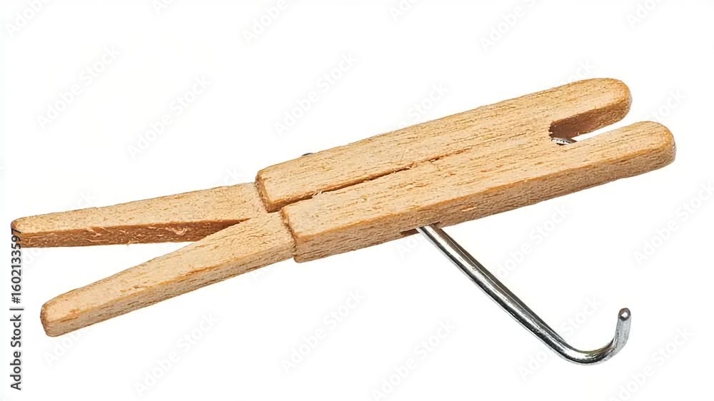 Wooden clothespin with metal hook Wooden clothespin with metal hook