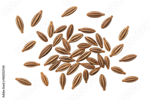 Pile of caraway seeds isolated on transparent background