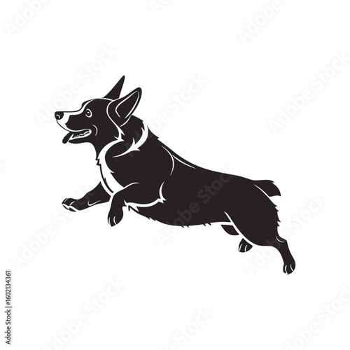 silhouette of a corgi sprinting with short legs ba vector art