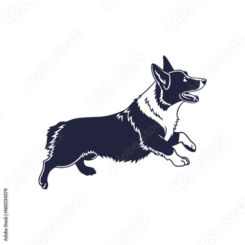 silhouette of a corgi sprinting with short legs ba vector art