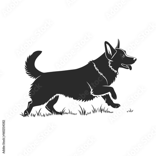 silhouette of a corgi sprinting with short legs ba vector art