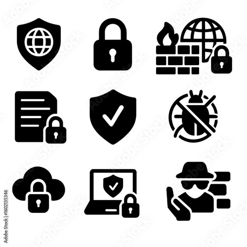 Shield data vpn vector protection icons cloud icon encrypted security secure firewall