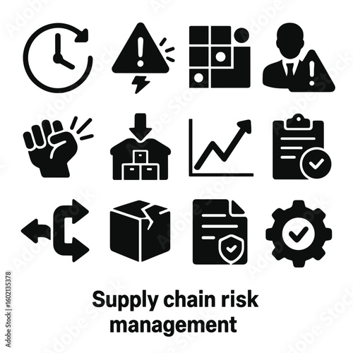 Alternate failure chain supply spike strike symbol vector alert icon risk shortage