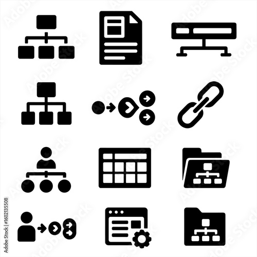 Grid content link layout chart information structure icons vector icon flow trail