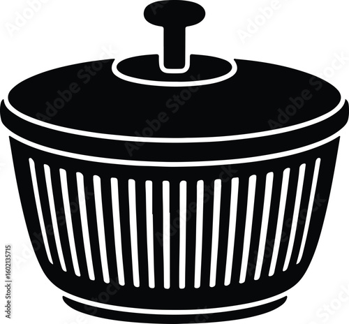 Silhouette salad spinner kitchenware for cleaning lettuce and vegetables Vector Illustrator