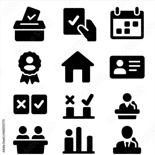 Candidate station vector collection id box icon ballot icons debate political election