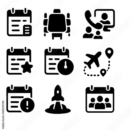 Call conference icons icon project travel vector scheduling plan date business invoice