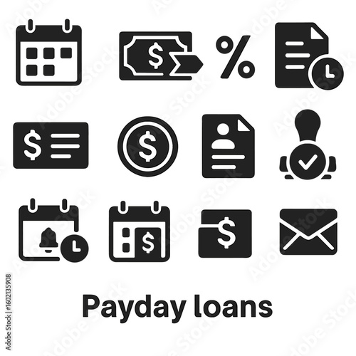Icon payday vector date icons file envelope cash loan approval badge interest