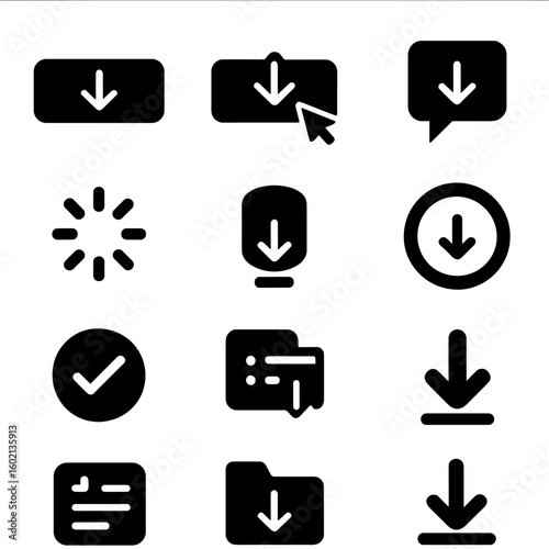 Vector size text set icon loading spinner icons dropdown download tooltip completion