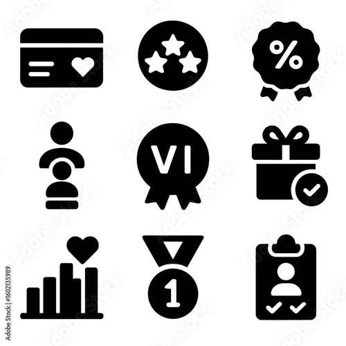 Vector icon reward loyalty icons badge customer milestone program offer tier exclusive