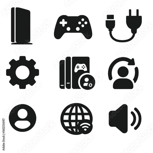 Cable gaming update console library icon storage vector online game icons badge