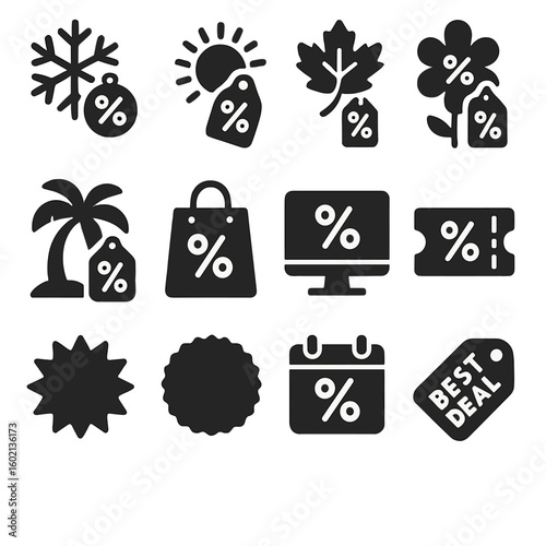 Calendar discount deal seasonal icon badge vector edition spring monday holiday icons