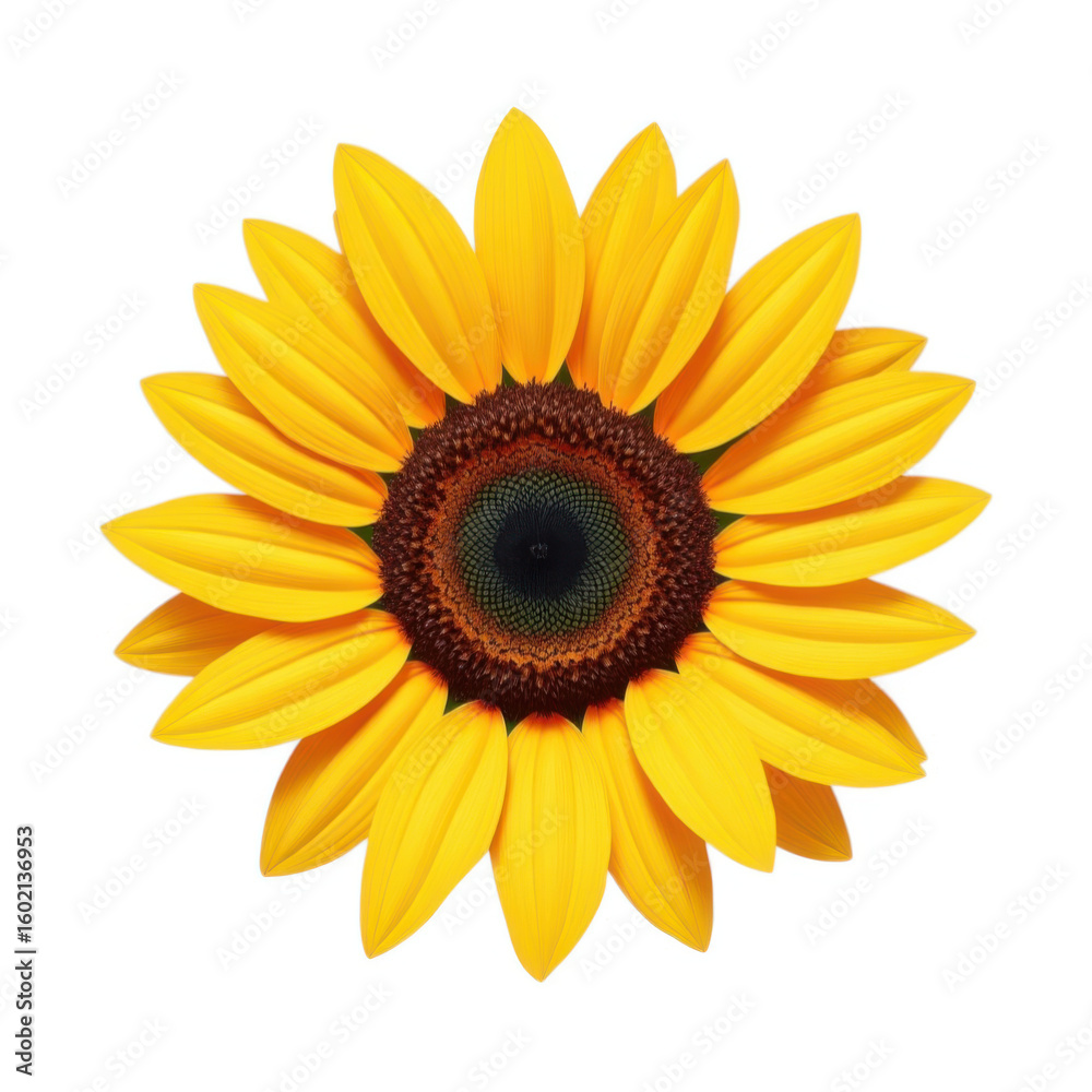 Fototapeta premium Bright yellow sunflower bloom isolated on transparent background