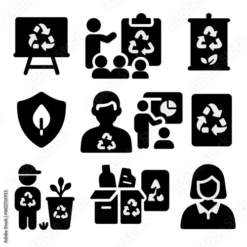 Eco awareness icons education icon learning poster badge recycling class student vector
