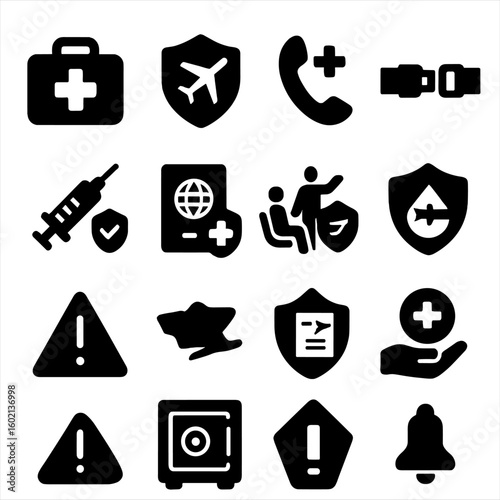 Icon passport safe vector icons first warning travel health safety briefing