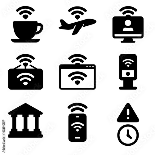 Wi splash device coffee hotspot public fi network internet hotel vector access