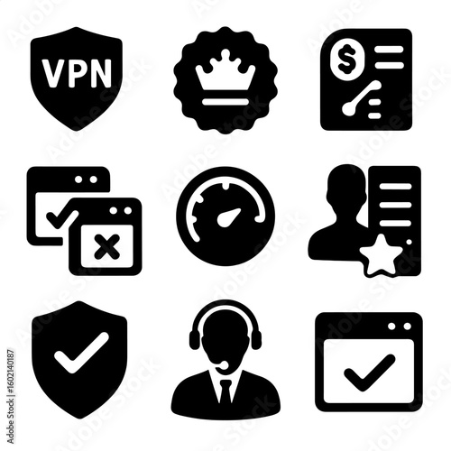 Rating vpn vector feedback menu icons premium comparison set brand icon support
