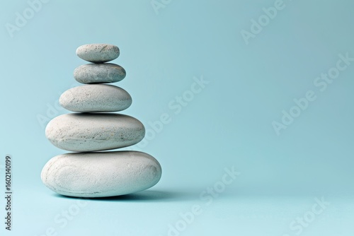 Stacked smooth white stones on a soft background  embracing the zen aesthetic of tranquility