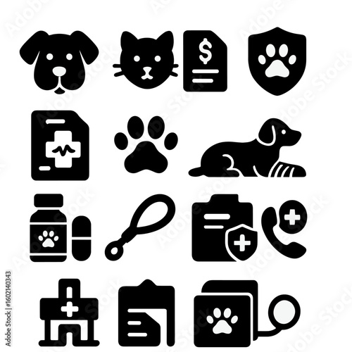 Pet policy file health cat animal medicine insurance icon icons vector symbol