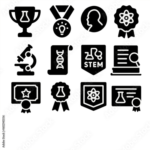 Nobel journal vector scroll stem icons icon innovation experiment award research science