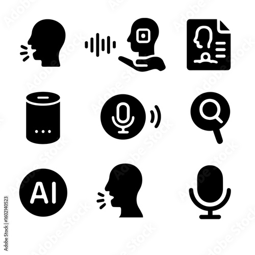 Mute speaker icons microphone icon recognition feedback button ai conference voice vector