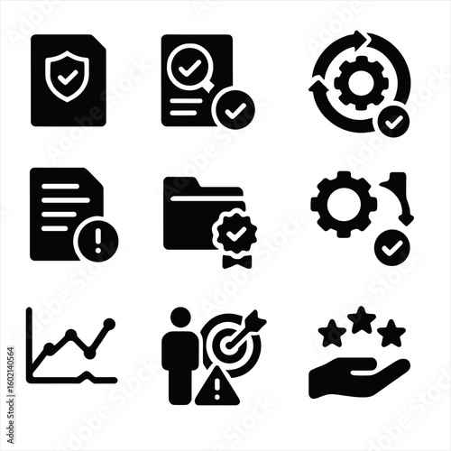Assurance performance control quality log process risk icons audit vector file icon