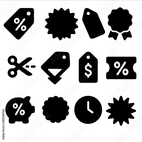 Vector coupon tag discount sale icon label percentage limited icons clearance sign